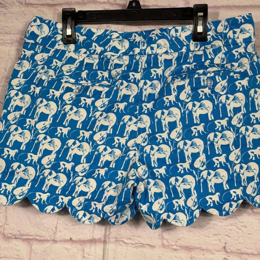 Crown & Ivy Women's Elephant Print Scalloped Hem Shorts Size 6